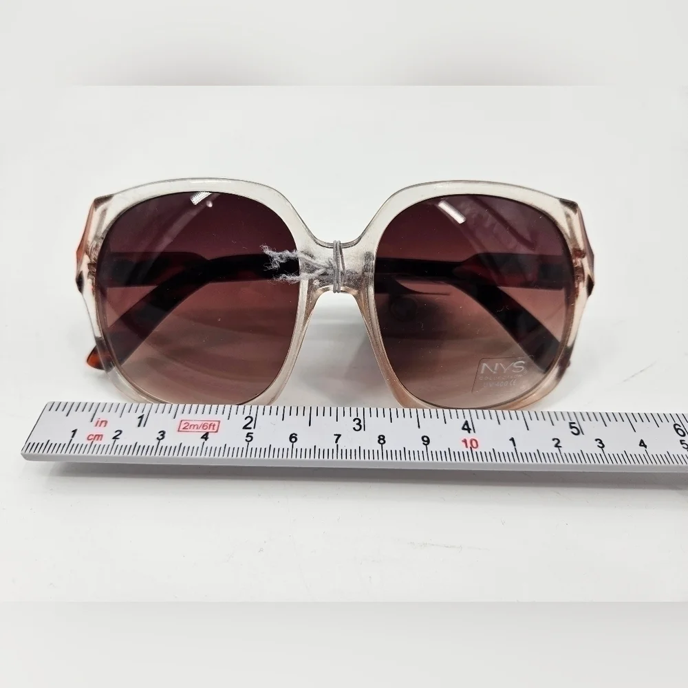 NYS Collection OVERSIZED Sunglasses CLEAR & TORTI cat. 2 NWT Old Stock